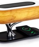 Bedside Lamp with Bluetooth Speaker and Wireless Charger, Table lamp Desk lamp with Sleep Mode Stepless Dimming