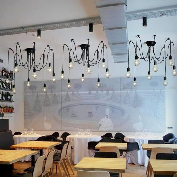 Spider Lights Chandelier 14 Arms DIY Multiple Pendant Ceiling lamp Lighting kit fixtures Industrial Vintage Style for Kitchen Farmhouse Living Room(Each with 2.2m/86in Long Cord)