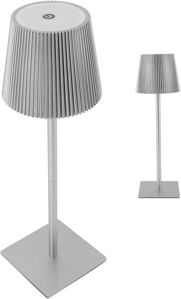 LED Cordless Table Lamp, Eye Care Rechargeable LED Desk Lamp for Restaurant (Silver)