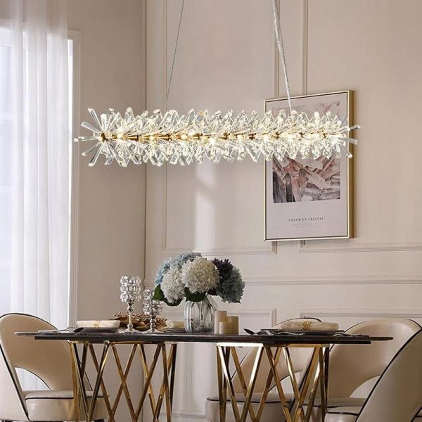 Round Crystal Chandelier Modern Luxury Halo Wheel Lights Fixture Decor For Kitchen Living Dining Room Bedroom Foyer (Gold, Rectangular 100cm)