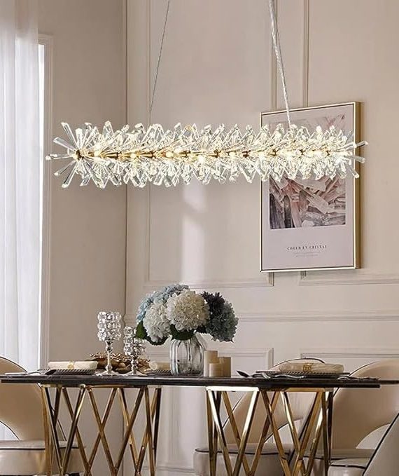 Round Crystal Chandelier Modern Luxury Halo Wheel Lights Fixture Decor For Kitchen Living Dining Room Bedroom Foyer (Gold, Rectangular 100cm)
