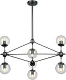 10-Light Chandelier Black Finish with Globe Glass Shade, Modern Chandelier for Kitchen Island Dining Room Living Room
