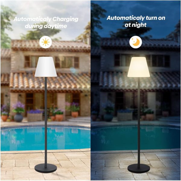 Outdoor Floor Lamp Solar Powered Lamps for Patio Waterproof,Rechargeable Indoor Cordless with Light Sensor,Dimmable Warm White+RGB LED Lawn, Porch,Garden. XCY-SFLP-002