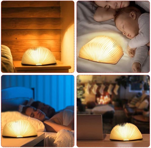 Portable Wooden Desk Book Lamp 5 Colors Night Light Bluetooth Speaker USB Rechargeable Creative Gift (19 * 13 * 2.5, Black Walnut)