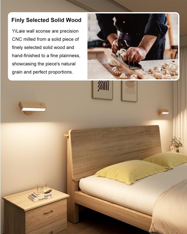 Wall Sconces Set of 2 Rechargeable Wall Lights with 360 Rotation,Dimmable Battery Operated Wall Sconce,Magnetic Wall Light for Bedroom,Wireless Wall Mount Light for Picture,Living Room(2 Pack)