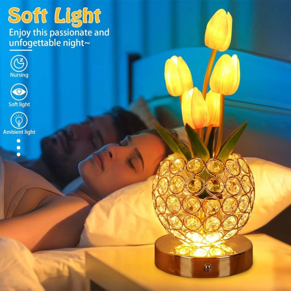 Tulip Flower Lamps, Table Lamp with USB Charging??Desk Lamp LED Analog Tulip Night Light with Vase, Table Lamp Decorations, Date Party Home Decoration