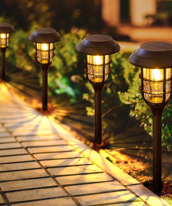 Solar Pathway Lights Outdoor, 8 Pack Bright Solar Lights Outdoor, IP65 Waterproof Auto On/Off Solar Garden Lights Solar Powered Landscape Lighting for Yard Patio Walkway Driveway