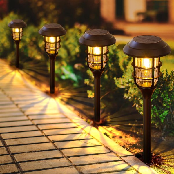 Solar Pathway Lights Outdoor, 8 Pack Bright Solar Lights Outdoor, IP65 Waterproof Auto On/Off Solar Garden Lights Solar Powered Landscape Lighting for Yard Patio Walkway Driveway