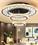 Modern Ceiling Light 2 Rings Chandelier, Dining Room Bedroom Close to Ceiling Light Fixtures Chandeliers Interior Lighting Black LED Lights Dimmable 3000-6000K Foyer Light