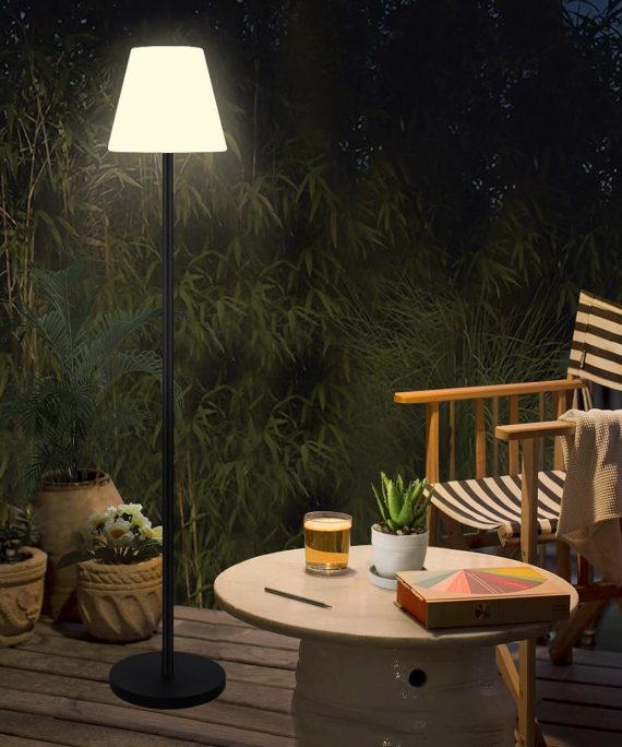 Outdoor Floor Lamp Solar Powered Lamps for Patio Waterproof,Rechargeable Indoor Cordless with Light Sensor,Dimmable Warm White+RGB LED Lawn, Porch,Garden. XCY-SFLP-002