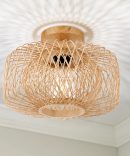 HOME Woven Rattan Flush Mount Light Fixture - Boho Light Fixtures Ceiling Bedroom Ceiling Lights Flush Mount Ceiling Light for Living Room Hallway Kitchen Entryway Farmhouse