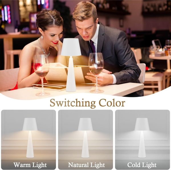 Modern LED Cordless Table Lamp with Touch Sensor, IP54 Waterproof Table Light for Outdoor, White Portable LED Table Lamps, Dimmable 5500mAh Rechargeable Battery Bedside lamp White 2 Pack