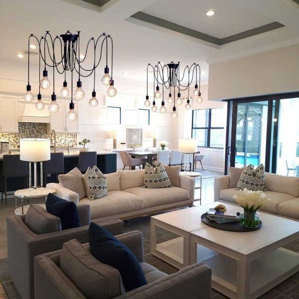 Spider Lights Chandelier 14 Arms DIY Multiple Pendant Ceiling lamp Lighting kit fixtures Industrial Vintage Style for Kitchen Farmhouse Living Room(Each with 2.2m/86in Long Cord)