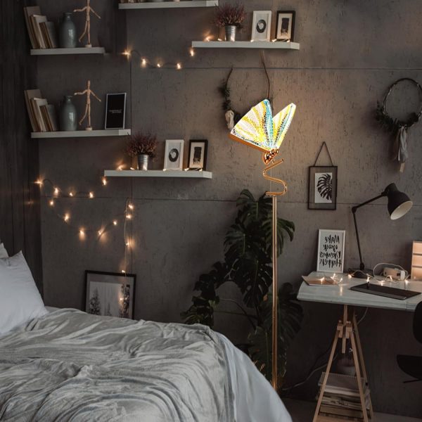 Gold Butterfly, Decorative Goose Neck Design, 12W LED Standing Tall Lamp for Living Room, 4000K Warm White Energy-Saving Modern Floor Lamp for Bedroom Office, Acrylic