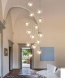 118"H 14 Crystal Lights Modern LED Chandeliers for Foyer Living Room Raindrop Pendants Light Fixture Silver/Chrome Lights for Hight Ceiling Chandeliers Luxury Staircase Lighting LED Bulbs Included