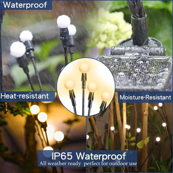 Solar Garden Lights - New Upgraded Solar Swaying Light, Sway by Wind, Solar Outdoor Lights, Yard Patio Pathway Decoration, High Flexibility Iron Wire & Heavy Bulb Base, Warm White (4 Pack)