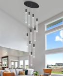 LED Lights Chandeliers for Living Room Chandelier Modern Pendant Stairwell lamparas Entryway Foyer Dimmale Lighting Black Chandelier
