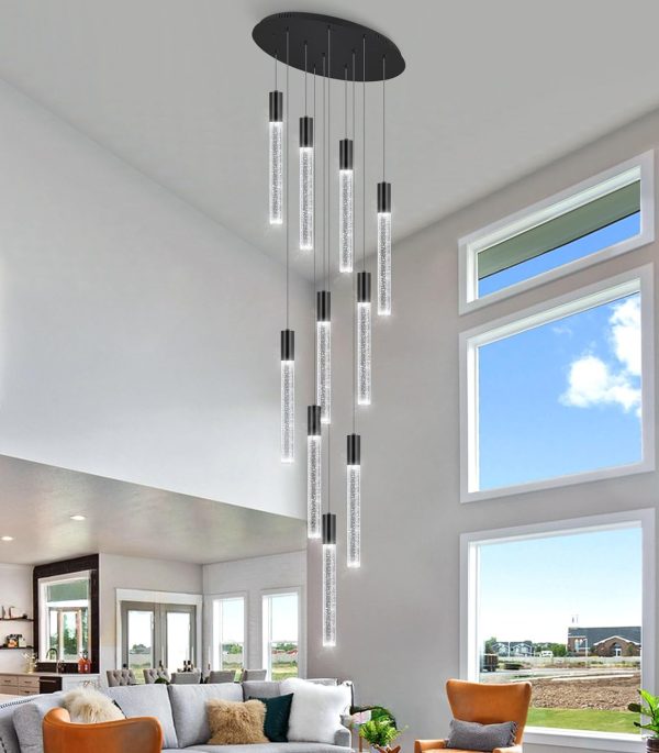 LED Lights Chandeliers for Living Room Chandelier Modern Pendant Stairwell lamparas Entryway Foyer Dimmale Lighting Black Chandelier