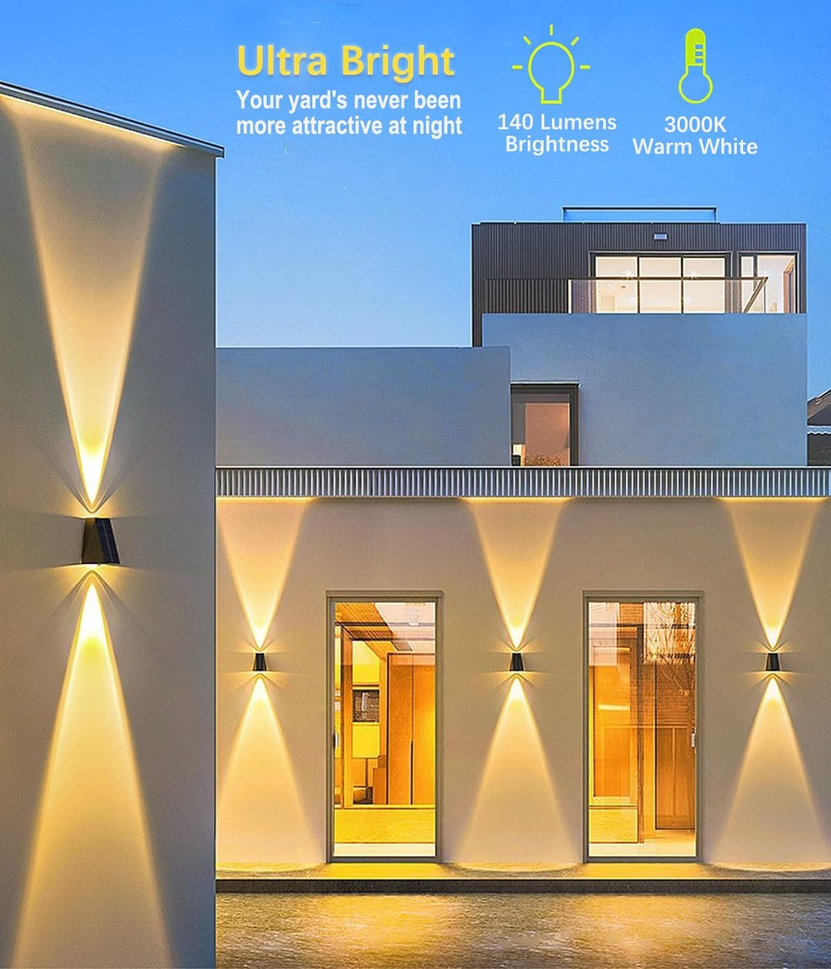 Solar Lights Decorative Up Down Outdoor Wall Sconce Light Flood Lights Dusk to Dawn Outdoor Lighting Fixture Bright Deck Lights Outdoor Waterproof Fence Solar Lamp for Post Patio Yard Porch