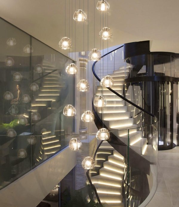 118"H 14 Crystal Lights Modern LED Chandeliers for Foyer Living Room Raindrop Pendants Light Fixture Silver/Chrome Lights for Hight Ceiling Chandeliers Luxury Staircase Lighting LED Bulbs Included