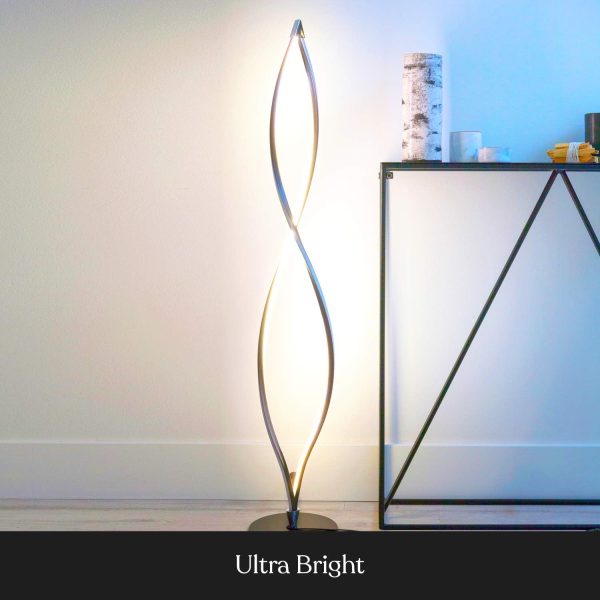 Floor Lamp, Bright Tall Lamp for Offices, Modern LED Spiral Lamp for Living Rooms, Dimmable Standing Lamp with Sturdy Base for Bedroom Reading, Great Living Room Decor - Black