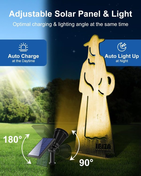 4 Pack Solar Powered Spotlights Outside Waterproof LED Outdoor Spot Lights Landscape Lighting for Tree, Flag, Wall, Yard, Garden, Backyard, Walkway, Super Bright Dust to Dawn Uplighting (Warm White)