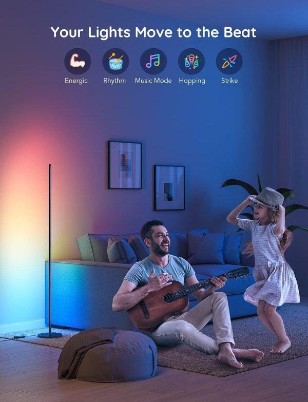LED Floor Lamp, RGBIC Corner Floor Lamp Works with Alexa Google Assistant, 16 Million Colours & 58 Scenes Mood Light for Living Room, Bedroom
