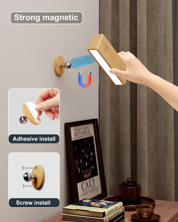 Wall Sconces Set of 2 Rechargeable Wall Lights with 360 Rotation,Dimmable Battery Operated Wall Sconce,Magnetic Wall Light for Bedroom,Wireless Wall Mount Light for Picture,Living Room(2 Pack)