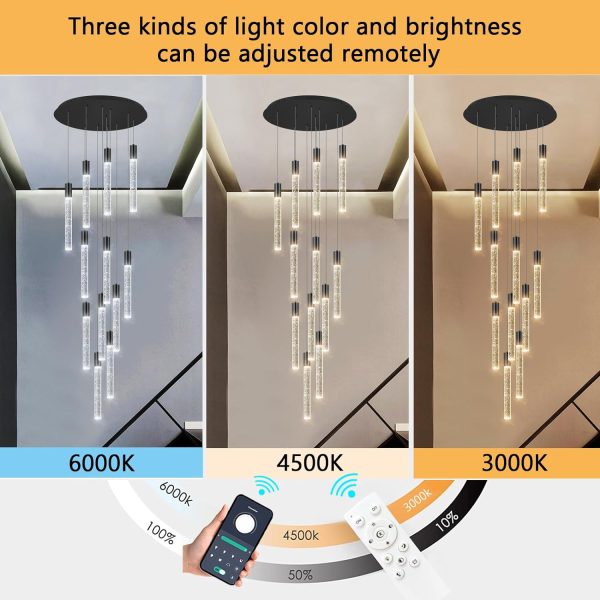 LED Lights Chandeliers for Living Room Chandelier Modern Pendant Stairwell lamparas Entryway Foyer Dimmale Lighting Black Chandelier