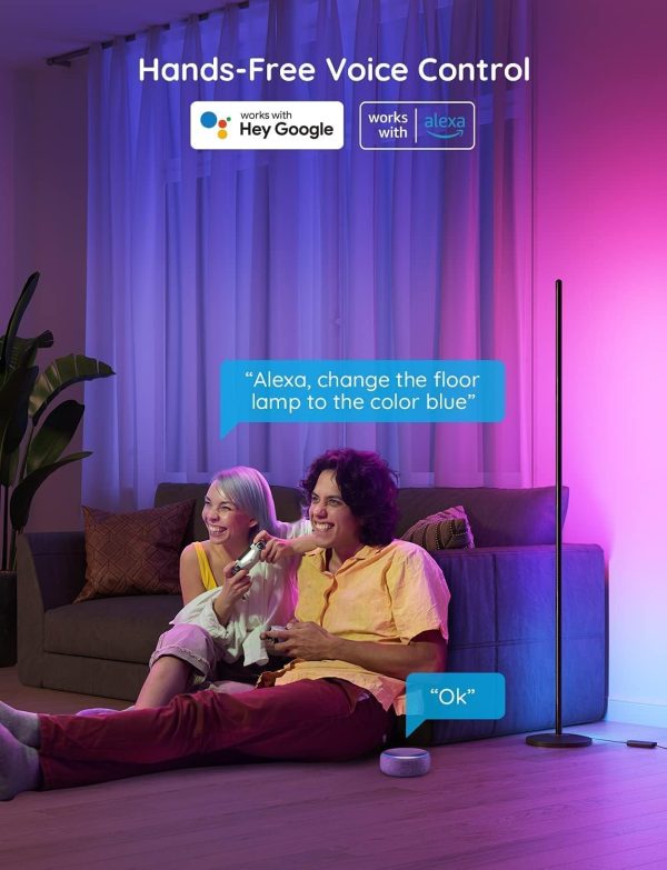 LED Floor Lamp, RGBIC Corner Floor Lamp Works with Alexa Google Assistant, 16 Million Colours & 58 Scenes Mood Light for Living Room, Bedroom