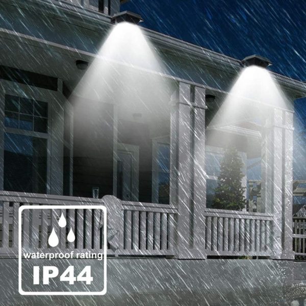Solar Gutter Light Outdoor Waterproof Led Wide Angle Lighting Safety Light, Terrace, Fence, Ditch, Door and Wall Black 2 Pack