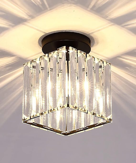Lighting Black Small Flush Mount Ceiling Light Mini Crystal Chandelier Modern Entryway Hallway Ceiling Light Fixtures Schoolhouse Semi Flush Mount Ceiling Light Black Bathroom Chandelier Lamps