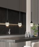 1-Light Crystal Pendant Light Fixtures for Kitchen Island Dimmable LED Ceiling Light Modern Kitchen Pendant Lighting Over Island Mini Pendant Lights for Kitchen Island Bedroom Dining Room Chandelier