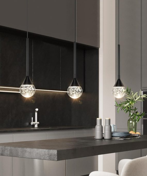 1-Light Crystal Pendant Light Fixtures for Kitchen Island Dimmable LED Ceiling Light Modern Kitchen Pendant Lighting Over Island Mini Pendant Lights for Kitchen Island Bedroom Dining Room Chandelier