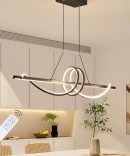 Modern Chandelier, 39in Spiral Linear Hanging Pendant Light, Dimmable Black Light Fixtures for Dining Room, Kitchen Island