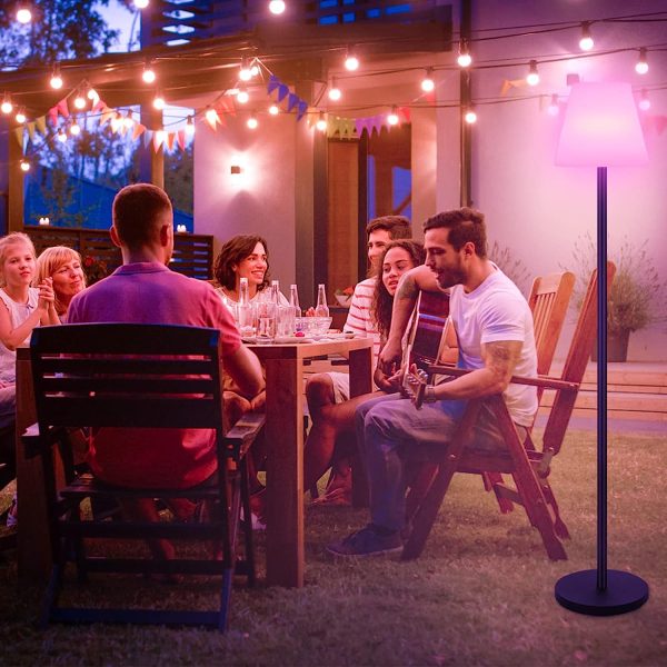 Outdoor Floor Lamp Solar Powered Lamps for Patio Waterproof,Rechargeable Indoor Cordless with Light Sensor,Dimmable Warm White+RGB LED Lawn, Porch,Garden. XCY-SFLP-002