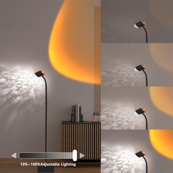 Double Sided LED Floor Light with Water Ripple Pattern, Sunset red Light with Button Switch, Suitable for bar, Living Room, Bedroom, Office, and Ambient Lighting??Black??