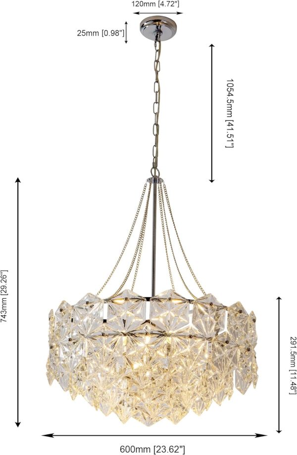 4 Light Chandelier, Romantic Ceiling Light Gold Light Fixtures with Farmhouse Metal Adjustable Height Rustic Geometric Hanging Light E12 Base for Kitchen Island, Entryway, Indoor, 6013GYD4-001