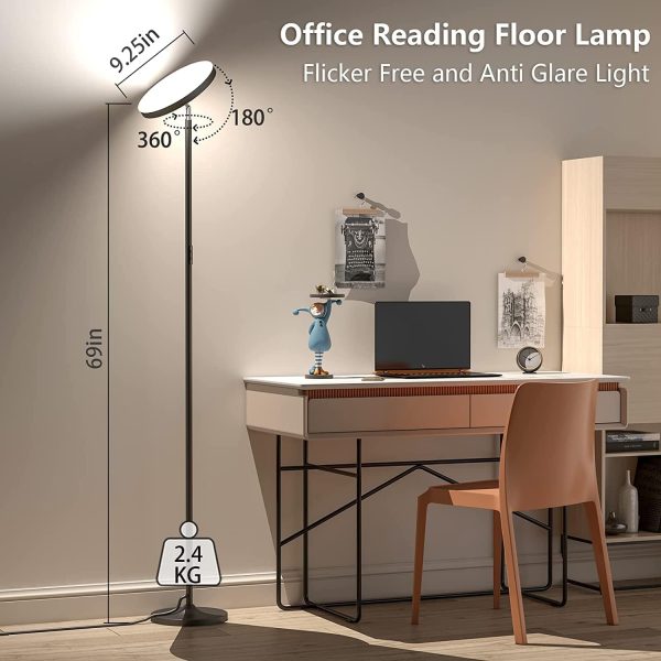 Double Side Lighting Led Floor Lamp with Remote Smart App 36W/2600LM Bright Tall Standing RGB Floor Lamp Angle Multicolor Dimmable Modern Floor Lamps for Livingroom Bedroom Office