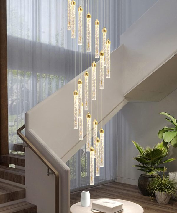 12-Lights Chandelier LED Dimmable Chandeliers for Entryway Flush Mount Ceiling Pendant Light Fixture Crystal Chandeliers for Living Room Gold Finished Lighting Modern High Ceiling Chandelier