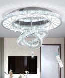 32"W Modern Chandeliers Living Room Light Crystal Flat Mounted Ceiling Lights Dining Room Light Bedroom Ceiling Drop Lighting Fixture Remote Dimmable Lights Bright Light with Dimming Night Light LED