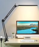 LED Desk Lamp Adjustable Clamp, Architect Desk Lamp, Swing ArmTable Lamp for Desk, 3 Color Modes and 10 Brightness Levels, 10W Reding Light for Home Office, Desk Accessories, Work Bench