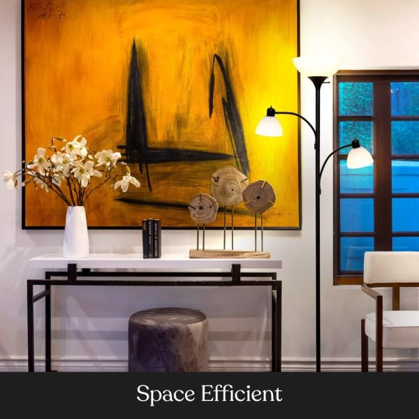 Double LED Floor lamp, Torchiere Super Bright Floor Lamp with 2 Reading Lamps for Living Rooms & Offices - Dimmable Tall Standing Lamp for Bedroom Reading - Tall Black Pole