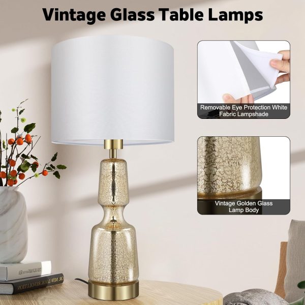 Bedside Lamps Set of 2, Dimmable Bedside Table Lamp for Bedrooms Living Room, 61cm 3-Way Touch Bedside Lamps with White Fabric Shade, Nightstand Lamps with Touch Control (2 Bulbs Included)