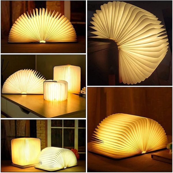 Portable Wooden Desk Book Lamp 5 Colors Night Light Bluetooth Speaker USB Rechargeable Creative Gift (19 * 13 * 2.5, Black Walnut)