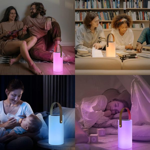 Solar Table Lamp Outdoor Waterproof Portable LED Table Lamp Warm RGB Rechargeable Cordless Lamp for Patio Deck Camping Indoor/Outside