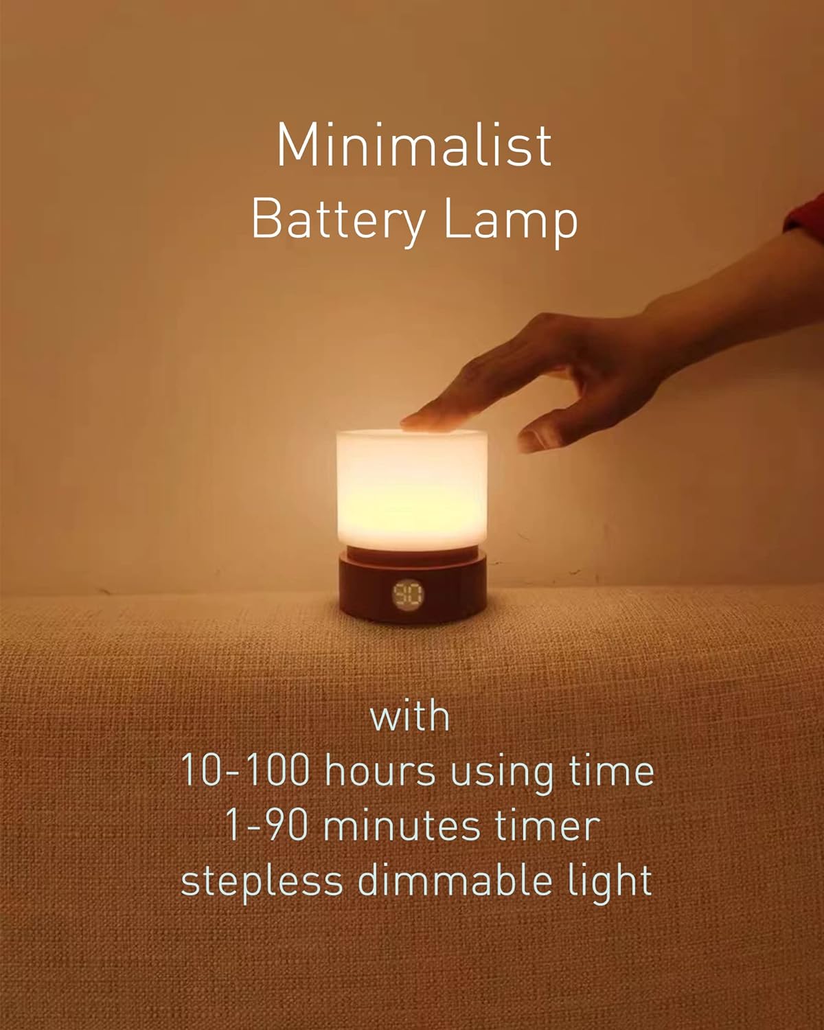 Timer Night Light,Dimmable LED Bedside Lamp,Night Light Kids and Baby Nursery,Woodgrain,Sleep Aids Light,Rechargeable,Battery Operated