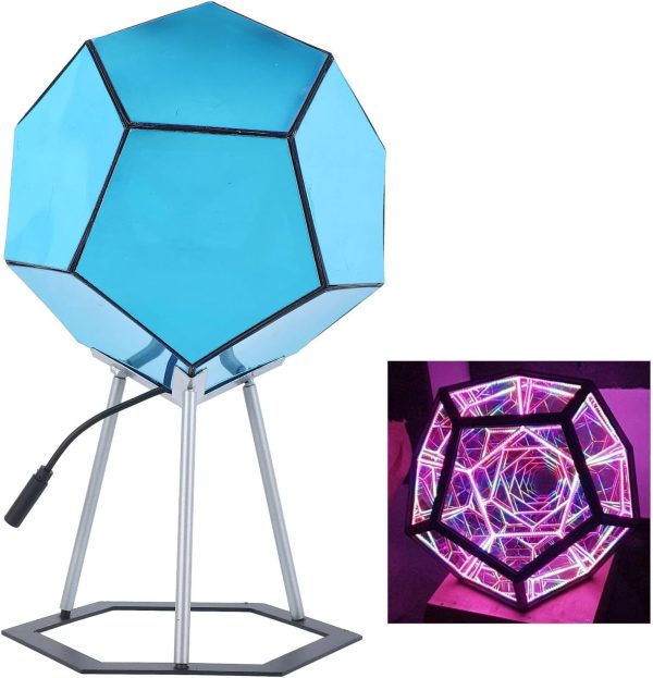 Infinity Dodecahedron Gaming Light, Adjustable Color Art Light 3D Cool RGBW Led Table Lamp, Colorful Atmosphere Night Light with Base for Bedroom, Children's Room Gaming Room Decor
