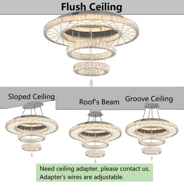 32"W Modern Chandeliers Living Room Light Crystal Flat Mounted Ceiling Lights Dining Room Light Bedroom Ceiling Drop Lighting Fixture Remote Dimmable Lights Bright Light with Dimming Night Light LED