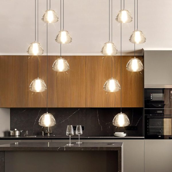 Mini Chandelier for Kitchen Island Pendant Light Modern Chandeliers LED Crystal Bubble Lights Ceiling Hanging Lights for Dining Room Restaurants Bedroom Adjustable 3000K Warm Light Bulbs Fixtures